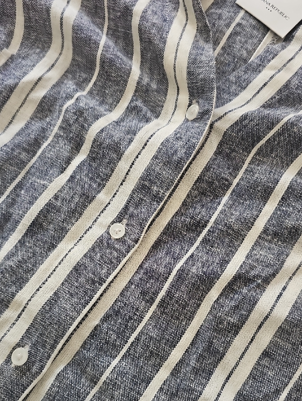 NWT Banana Republic Linen Dress Midi Button Up Collar 10 Striped - Picture 6 of 9